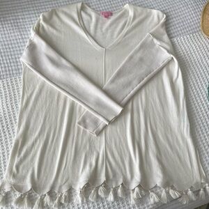 Lilly Pulitzer Martine Scallop Fringe Sweater, Size M